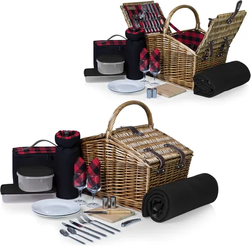Miniatura 17 de PICNIC TIME Somerset Cesta de picnic de lujo con manta de picnic, enfriador suave y bolsa de vino, juego de picnic 2 – Cesta romántica de vino