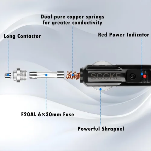 Miniatura 2 de Adaptador de Encendedor de Cigarrillos Macho de Servicio Pesado 14AWG 20A Cable de Alimentación con Cable de 10 pies / 3.05m 14 AWG para Inversor