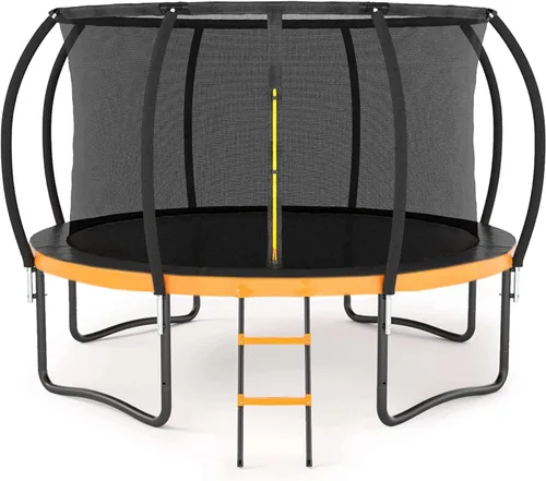 Miniatura 10 de Zevemomo Trampolín al aire libre para niños y adultos, trampolines de calabaza con red de seguridad, escalera, marco de metal con revestimiento