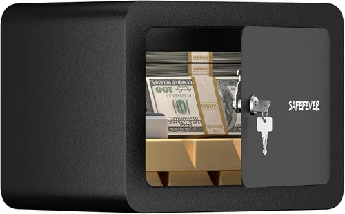 Caja fuerte pequeña, mini caja de seguridad con cerradura de llave, caja fuerte de pared cúbica de 0.23 para joyas en efectivo, cajas fuertes de