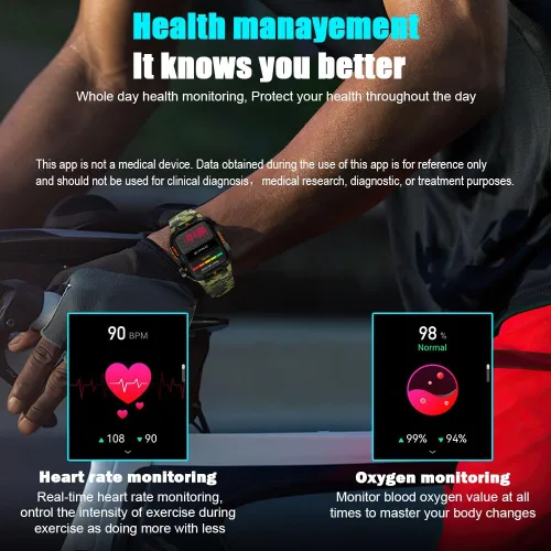 Miniatura 6 de QTLLBT Reloj Inteligente Recibir/Hacer Llamadas Linterna LED Brújula Altitud 2.01HD Rastreador de Fitness Múltiples Carátulas de Reloj Más de 100