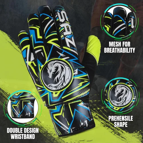 Miniatura 2 de SAZ Guantes de portero de fútbol, guantes de portero de fútbol para niños, niños y jóvenes, guantes de portero de fútbol con palmas de látex