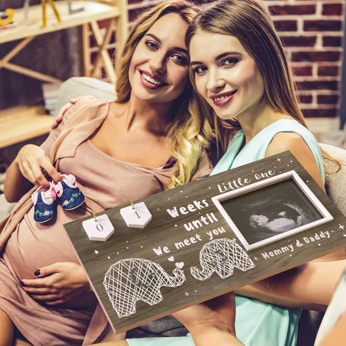 Miniatura 3 de EURSET Marco de fotos de sonograma para bebé, semanas de cuenta regresiva, foto de ultrasonido estándar de 4 x 3 pulgadas, ideas de anuncios