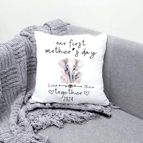 Miniatura 3 de Mother's Day Elephant, Personalised Pillow Case Decor for Home, Present for Mom, Grandmother, for Her