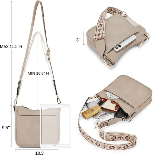 Miniatura 4 de BOSTANTEN - Bolsos bandolera para mujer, de cuero vegano moderno, estilo hobo, con correa ancha para el hombro