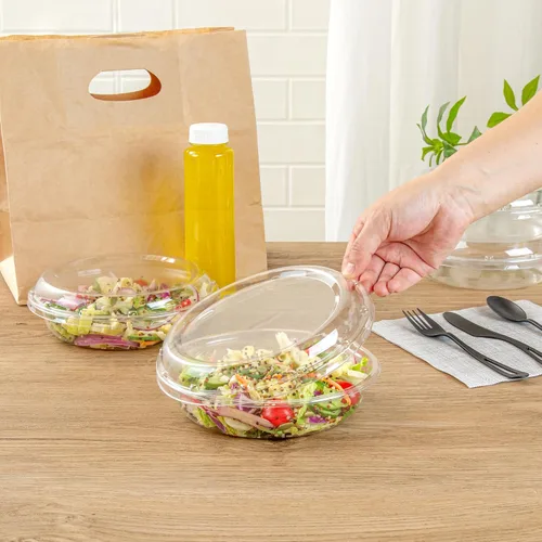 Miniatura 5 de Restaurantware Thermo Tek - Platos para servir de 7.5 x 2.4 pulgadas con tapas, 100 bandejas desechables para verduras, redondas para fiestas