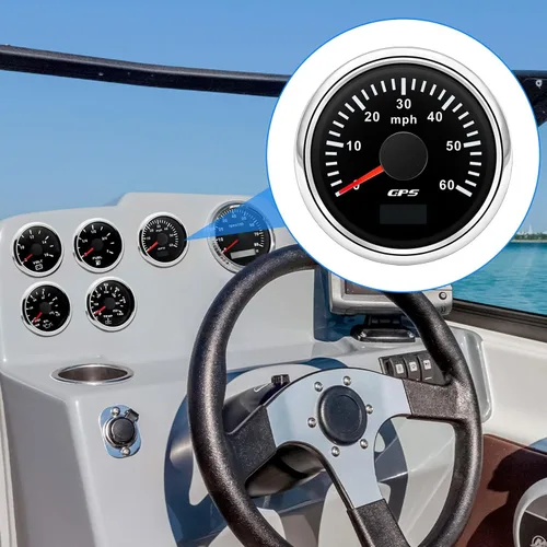 Miniatura 4 de ARTILAURA Velocímetro GPS de 52mm 2-1/6" para embarcaciones, 60 MPH, odómetro, 7 colores, impermeable, 9-32V, para AUTO, automóvil, marítimo (negro)