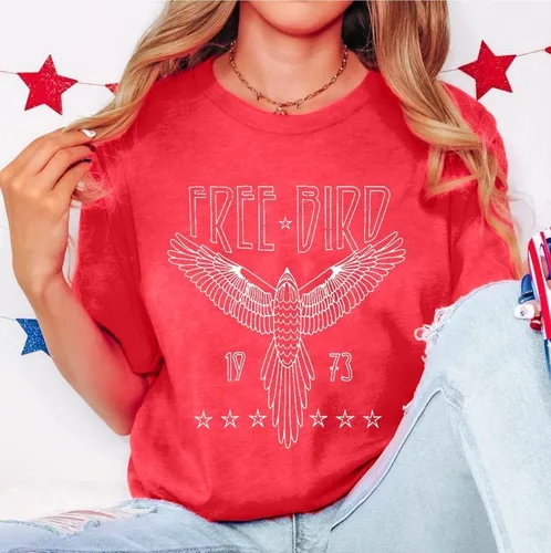 Miniatura 5 de Camiseta vintage de banda de rock para mujer, camisa retro de pájaro, camisetas gráficas de águila, camisa de música retro, camisetas casuales