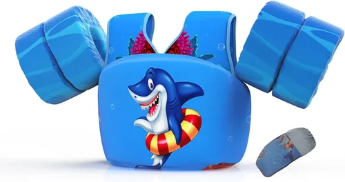 REALIKE Chaleco de natación para niños pequeños, flotadores, ayudas de natación con arnés de hombro, alas de brazo para niños/bebés/bebé, playa,