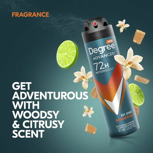 Miniatura 6 de Degree Men Desodorante Antitranspirante Avanzado en Aerosol Seco Adventure Protección de 72 Horas contra el Sudor y el Olor para Hombres