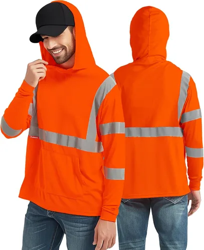 Miniatura 11 de ProtectX Camisas de manga larga de alta visibilidad, camiseta de seguridad reflectante de alta visibilidad para hombres y mujeres, camisa de Azul