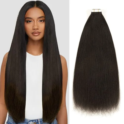 Miniatura 13 de Extensiones de cabello humano con micro anillo, lacio, rizado, color negro natural, largo microenlaces, extensiones de cabello humano para personas