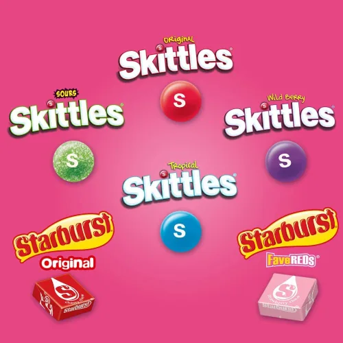 Miniatura 3 de SKITTLES & STARBURST - Paquete surtido de dulces surtidos para vacaciones, regalos, fiestas, surtido de dulces, caja a granel de 62.79 onzas