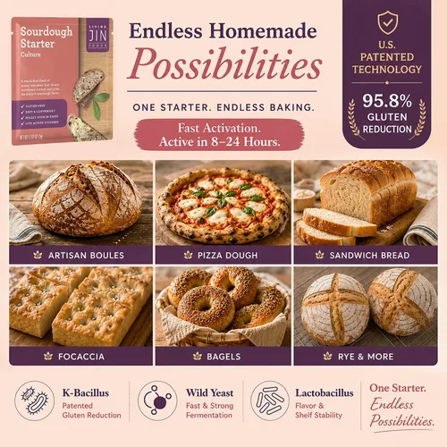 Miniatura 5 de Cultivo básico de masa madre (1 paquete), cultivo básico de masa madre sin gluten, listo para usar, iniciador de masa agria con alimentación única