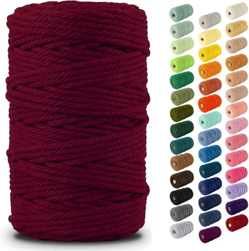 Miniatura 134 de Nook Theory - Cuerda de macramé de 3 mm, 220 yardas de cuerda de algodón, hilo de 4 mm y 5 mm, cuerda para manualidades, perfecta para colgantes