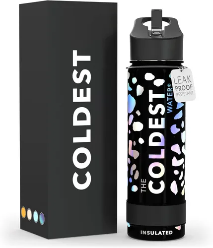 Miniatura 15 de Coldest - Botella para agua con tapa que incluye pajilla, térmica y metálica (acero inoxidable), para hombres y mujeres, color morado