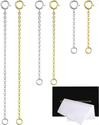Miniatura 18 de Extensores de collar para mujer, extensor de pulsera de oro, extensión de joyería de cadena dorada para tobillera para mujer, juego de 2 piezas