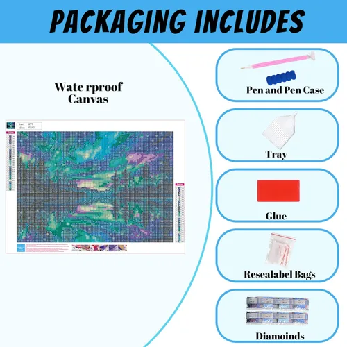 Miniatura 5 de Pintura de diamantes Aurora para adultos, arte de diamantes, kits de pintura de diamantes Aurora 5D para adultos, arte de gemas de cielo estrellado