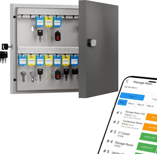 Miniatura 8 de WeHere Caja de bloqueo inteligente de 48 teclas para montaje en pared, gabinete de llaves comercial con aplicación, teclado, Bluetooth y desbloqueo