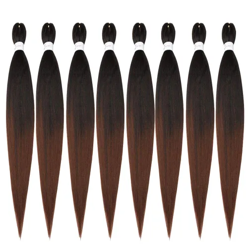 Miniatura 62 de Cabello trenzado preestirado negro natural, cabello largo trenzado de 32 pulgadas, 8 paquetes de extensiones de cabello trenzado profesional