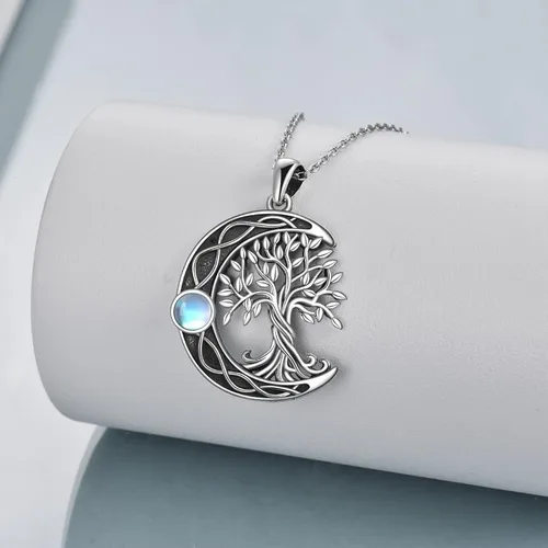Miniatura 52 de ONEFINITY Collar de plata de ley 925 con diseño de árbol de la vida con colgante de nudo celta de concha de abulón para mujer