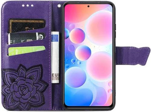 Miniatura 3 de Compatible con Xiaomi Redmi Note 10 Pro Funda con purpurina con tarjetero y soporte de cuero Flip Wallet Diamond Butterfly Funda protectora a prueba