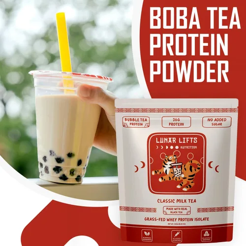 Miniatura 4 de Lunar Lifts Nutrition Polvo de proteína Boba de té con leche clásico Aislado de proteína de suero 0.92 oz de proteína de suero de leche en polvo