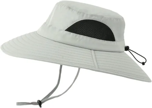 Surblue Sombrero de sol para mujeres/hombres, sombrero de pesca con protección UV UPF 50+ sombrero de pescador de ala ancha Gris claro