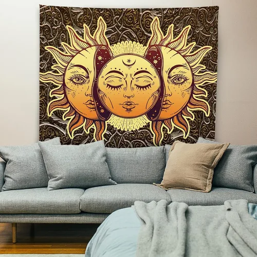 Miniatura 2 de ALIYINA Tapiz de sol y luna, tapiz de astrología indie, para dormitorio, estética hippie vintage, tapiz de pared para adolescentes, niñas, niños