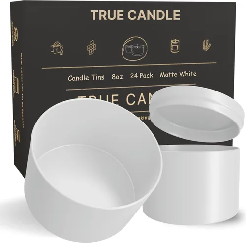 Miniatura 14 de True Candle Latas para hacer velas – Paquete de 24 recipientes de vela negros de 4 onzas a granel de 4 onzas – Latas vacías con tapas para velas