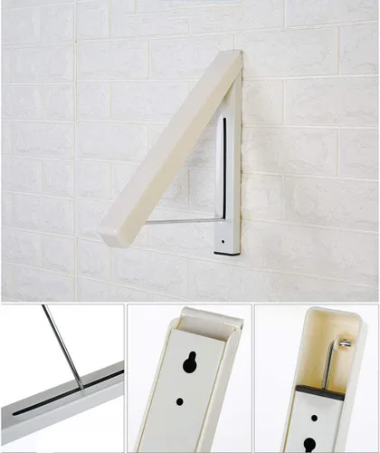 Miniatura 2 de Perchero plegable para colgar ropa, para colgar en la pared, colgador retráctil para ropa, fácil de instalar, fuerte carga y soporte de carga Blanco