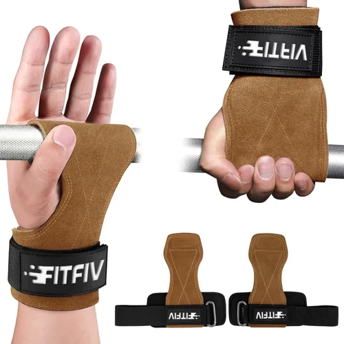 Miniatura 11 de Correa de muñeca de levantamiento de pesas, correas de cuero dobles para entrenamiento de fuerza en el gimnasio, muñequeras acolchadas de neopreno