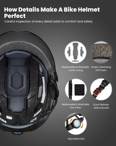 Miniatura 5 de ILM Casco de Bicicleta para Adultos con Luz LED Frontal y Trasera Recargable por USB Cascos de Bicicleta de Montaña y Carretera para Hombres