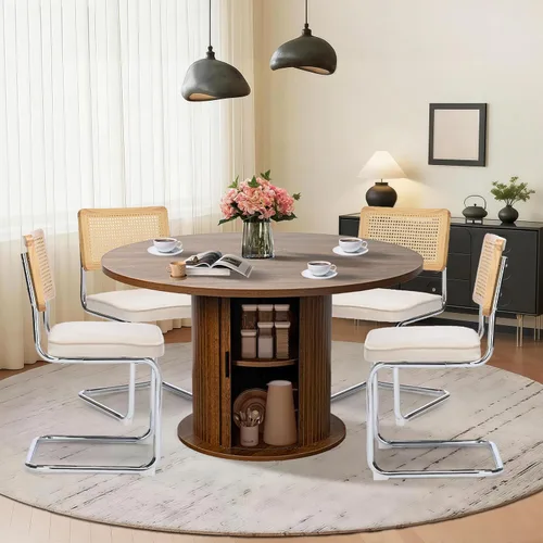 Miniatura 13 de SoarFlash Juego de mesa de cocina y sillas para 4, juego de mesa de comedor de 47 pulgadas para 4 personas con sillas tapizadas de terciopelo, juego