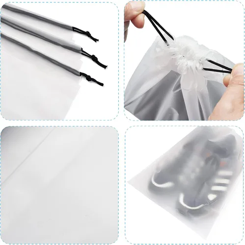 Miniatura 3 de Vorspack Bolsas transparentes para zapatos de viaje, grandes y transparentes, bolsa de almacenamiento con cuerda para hombres y mujeres, paquete