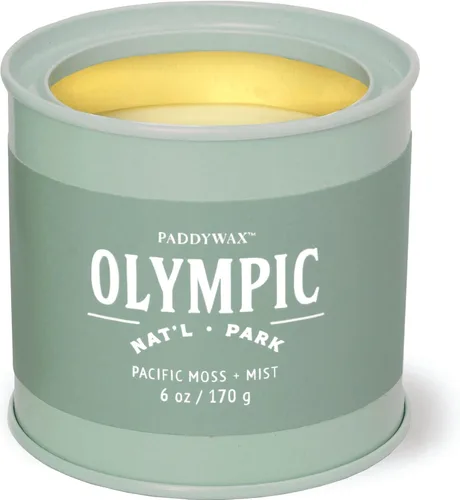 Paddywax National Parks - Vela perfumada de cera de soja artesanal fabricada en los Estados Unidos, lata de 6 onzas, Olympics
