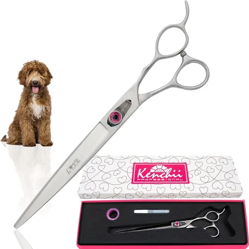 Miniatura 9 de Kenchii Love - Tijeras de aseo para perros, tijeras rectas de 7 pulgadas, tijeras para perros para aseo, tijeras profesionales de aseo de mascotas