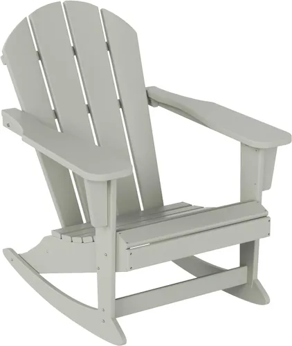 Miniatura 60 de WestinTrends Silla mecedora Malibu de poliéster para exterior/patio Adirondack, Negra