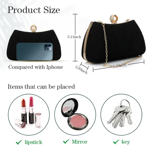 Miniatura 4 de Bolso de mano para mujer bolsa de noche brillante con asa superior bolso cruzado tejido bolsa de hombro para boda fiesta de graduación