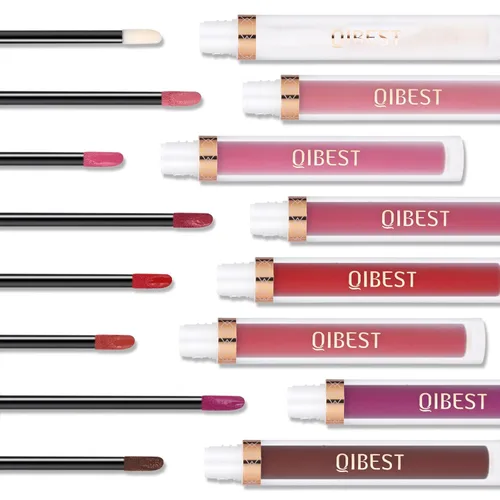 Miniatura 7 de QiBest 7 piezas de lápiz labial líquido mate y 1 pieza de set de maquillaje para labios voluminizadores, set de maquillaje de labios pigmentado