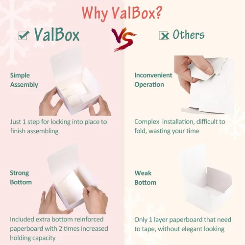 Miniatura 3 de ValBox Cajas de regalo blancas de 4 x 4 x 4 pulgadas, 25 cajas de papel kraft con tapas para regalos, manualidades, cubos, cajas de magdalenas