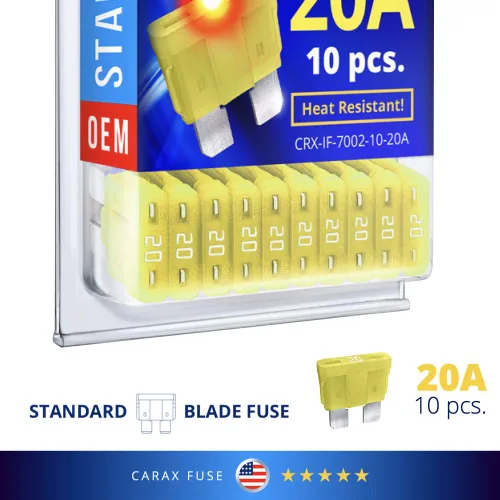 Miniatura 3 de CARAX Fusible incandescente – Fusible Premium estándar/hoja regular ATC/ATO/ATS – Kit de 20 A 10 piezas – Fusible automotriz LED brillante al soplar