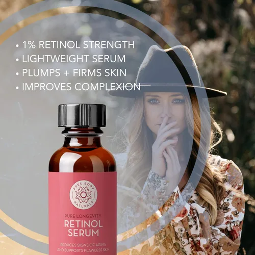 Miniatura 2 de Pure Body Naturals Suero facial de retinol, suero de retinol con hamamelis, aceite de mirto y ginseng, crema antiedad y corrector de manchas oscuras