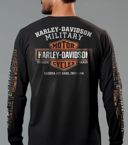 Miniatura 3 de Harley-Davidson Camiseta de manga larga para hombre con base aérea Kadena, Eagle Ride