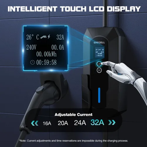 Miniatura 6 de GRECELL Cargador de vehículo eléctrico de nivel 2, cargador portátil de vehículo eléctrico de 32 A/7.4 KW con cable de 25 pies, cargador