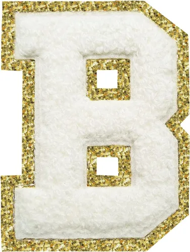 Miniatura 74 de Parches de letras termo-adhesivas de felpilla para chaquetas, parches de letras universitarias con brillantina para planchar en la letra azul A