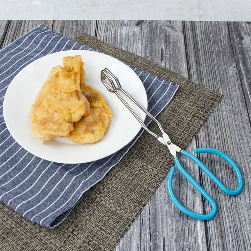Miniatura 5 de MSY BIGSUNNY - Pinzas de tijera de acero inoxidable de 10 pulgadas, pinzas para alimentos de cocina con mango antideslizante, agarre cómodo, pinzas