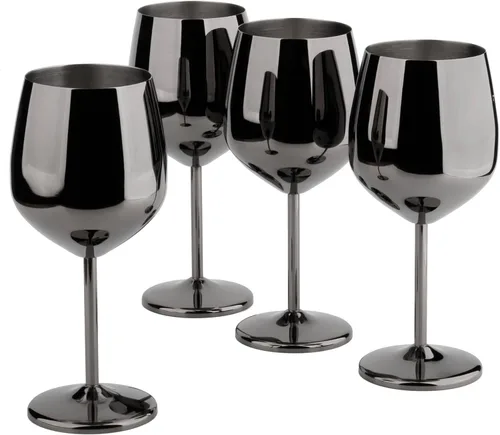 Miniatura 10 de Arora Copa de vino de acero inoxidable de 18 onzas, juego de 2 unidades, color negro, 3.6 pulgadas de profundidad x 8.3 pulgadas de alto (851036)