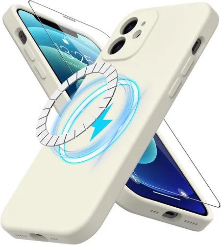 Miniatura 56 de DEENAKIN Funda magnética de silicona para iPhone 12 Pro con protector de pantalla, compatible con MagSafe, protección de cámara, funda protectora
