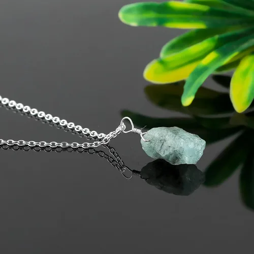 Miniatura 2 de Colgante delicado de piedras preciosas naturales crudas, collar de piedras ásperas surtidas, hecho a mano, joyería hipoalergénica bohemia